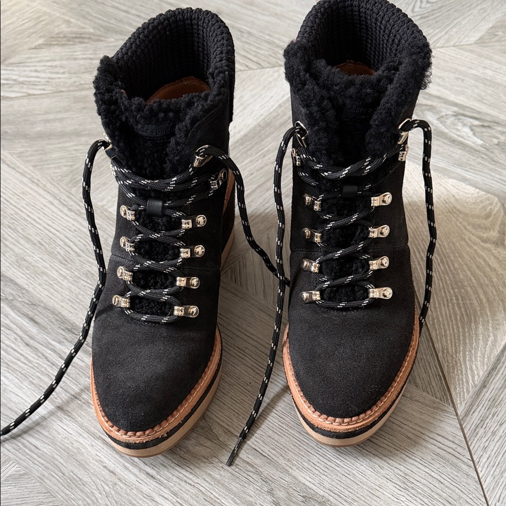 Kate Spade Black Lace-Up Winter Boots